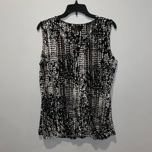 Women’s Thalia Sodi size M black, cream & tan wrap sleeveless v neck top